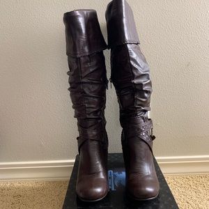 Brown heeled boots